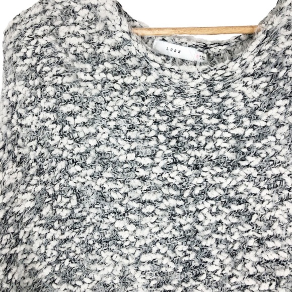 Nordstrom Women’s Lush Fuzzy Chunky Pullover Crewneck Grey Long Sleeve Sweater - Picture 7 of 16